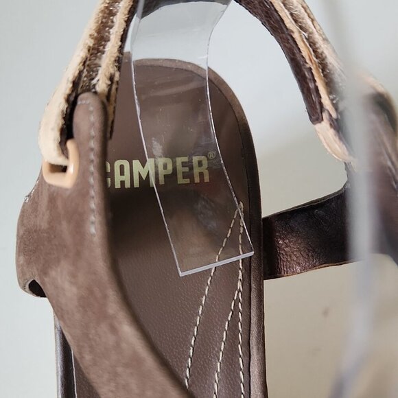 CAMPER | Suede Sandals Beige Wedges Sz 7 - Picture 4 of 6